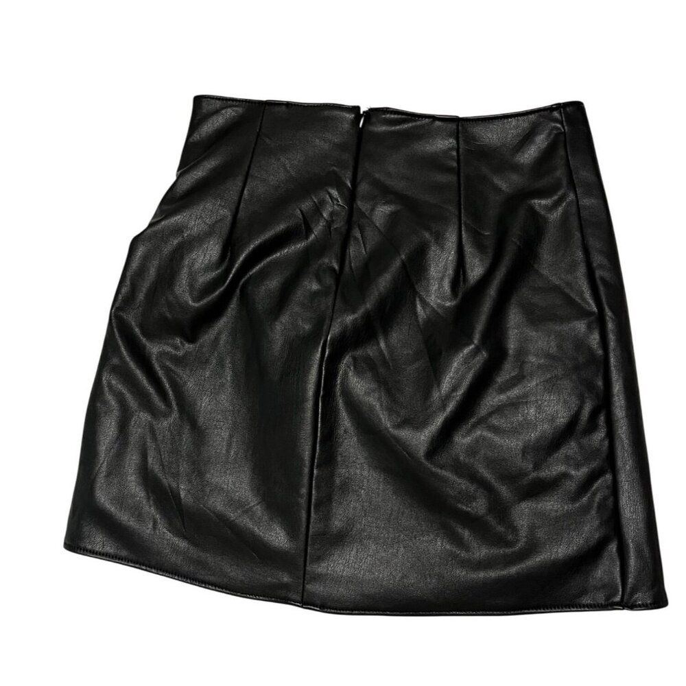 Black Faux Leather Wrap Mini Skirt By Rewash Brand Size Small - Picture 2 of 5